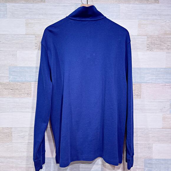 POLO Ralph Lauren Estate Rib 1/4 Zip Sweater Blue Cotton Jersey Mens Large - Picture 4 of 7